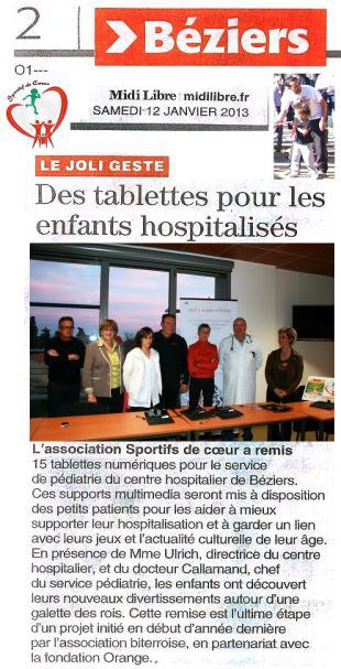 Article Midi Libre du 12 Janv. 2013